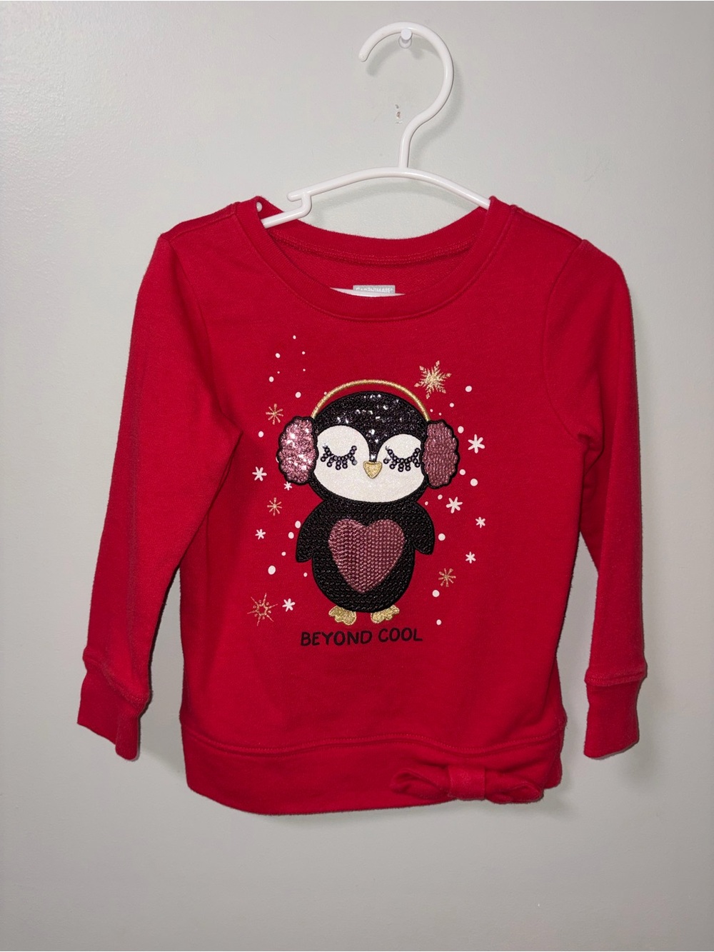 Garanimals Red Sequined Penguin Snowflakes Beyond Cool Pullover Sweater 3T